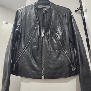GAP Shiny Black Leather Jacket